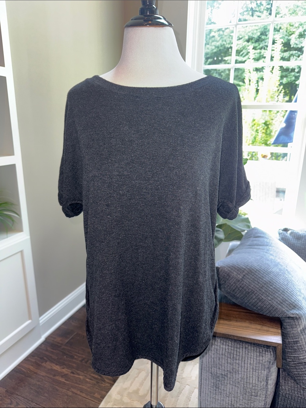 Matty M Charcoal Short-Sleeve Tunic Top